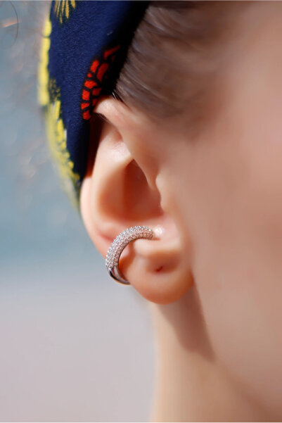 GİS JEWELRY Silver Taşlı Earcuff Kıkırdak Küpe