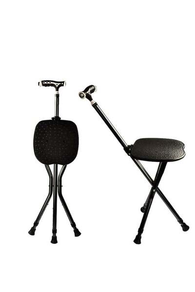 Relax Smart عصا المشي، مقعد العكاز، حجر التدليك، قابل للطي، ارتفاع قابل للتعد...