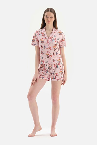 Dagi Açık Pembe Gömlek Yaka Şortlu Pijama Takımı