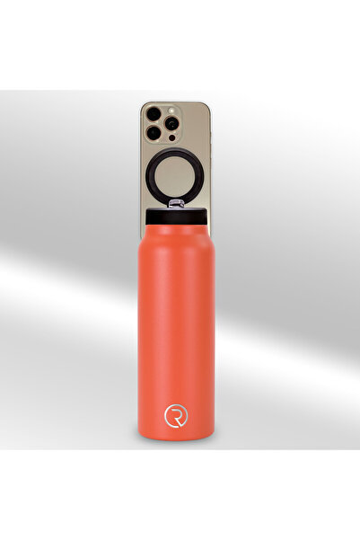 Sportsorigin MagSafe Insulated 32oz Water Bottle with Phone Holder, 360° Rotate, Hot 6H Cold 12H – Orange