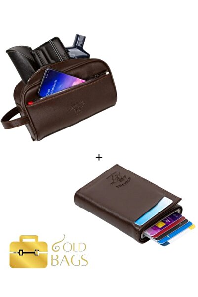 GOLDBAGS حقيبة حلاقة مقاومة للماء من الجلد النباتي للرجال ومحفظة حامل بطاقات ...