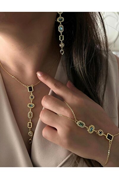 staınless steel 7 Element Colored Stone Steel 316L Y Necklace