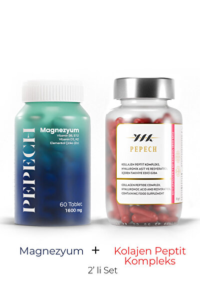 PEPECH Kolajen Peptit Kompleks Magnezyum 200.1 mg Vitamin ve Mineral 2li Takviye Gıda Besleyici