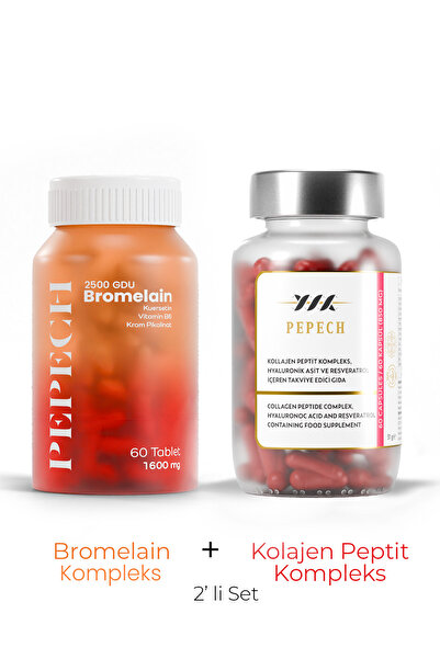 PEPECH Kolajen Kompleks Bromelain 1000mg Cilt Saç Sindirim Enerji Desteği Takviye besleyici