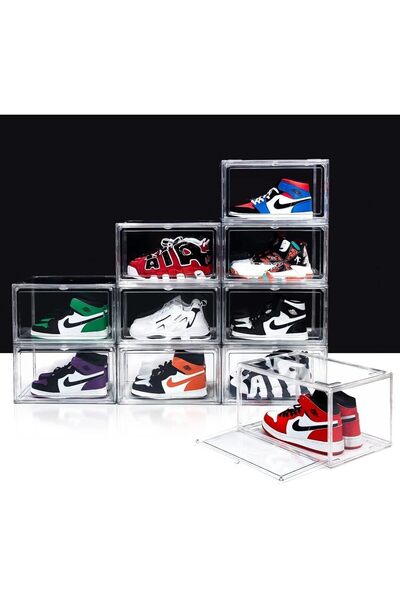 Cozy Nest 3 Pack Fully Acrylic Shoe Box Side Open with Magnetic Door Stackable Durable Clear Shoe Organizer
