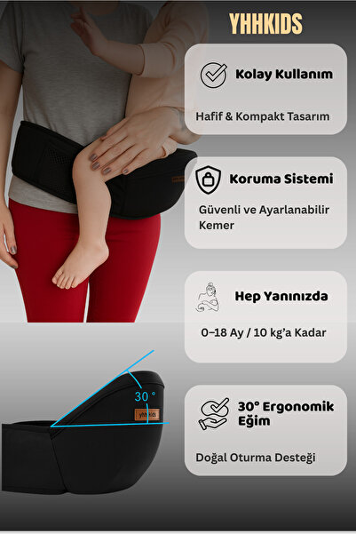 YHH Kids CarryMe Ergonomik Ana Kucağı Bebek Taşıyıcı – Bel Destekli Kanguru, Baby Sling, Pratik Bebek Taşıma