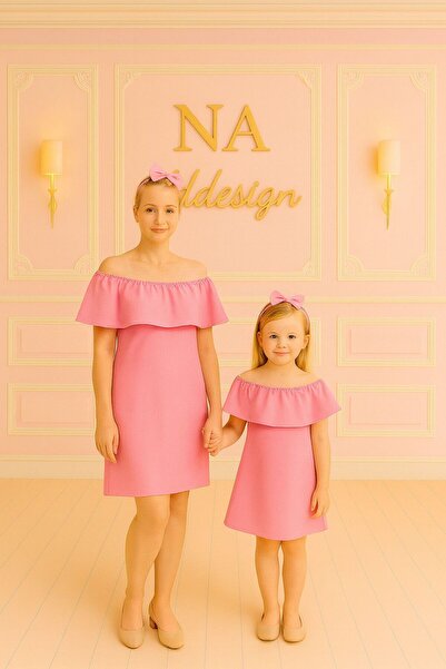 NA ADDESIGN Rochie roz Madonna cu guler pentru mama fiica (Trebuie adăugată SEPARAT ÎN COȘ, PREȚURI SEPARATE)