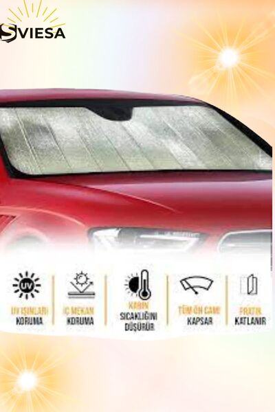 Sviesa Araba Ön Cam Güneşliği Balonlu Metalize Parlak Alüminyum Katlanabilir ...