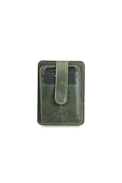 GUARD Dikey Crazy Yeşil Hakiki Deri Kartlık Erkek / Kadın P5171
