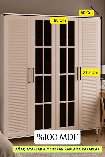 arionkids Masal 4 Kapaklı Çekmeceli Dolap | %100 MDF | REHAU Kapaklar | Ağaç Ayaklar | Fonksiyonel ve Şık