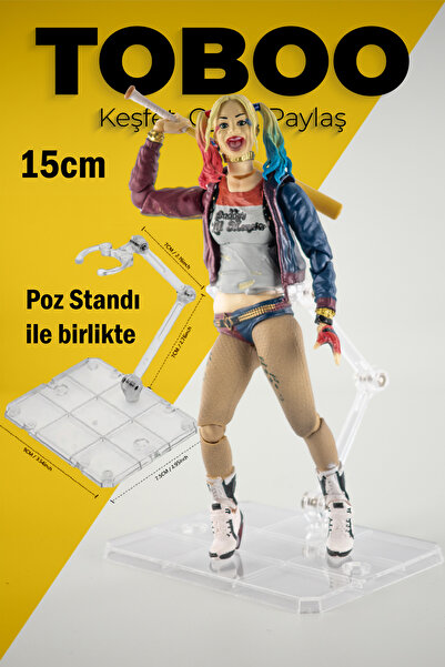 shop Harley Quinn Aksiyon Figürü – Detaylı Tasarım, Koleksiyonluk Model, 15 cm Poz standı ile birlikte