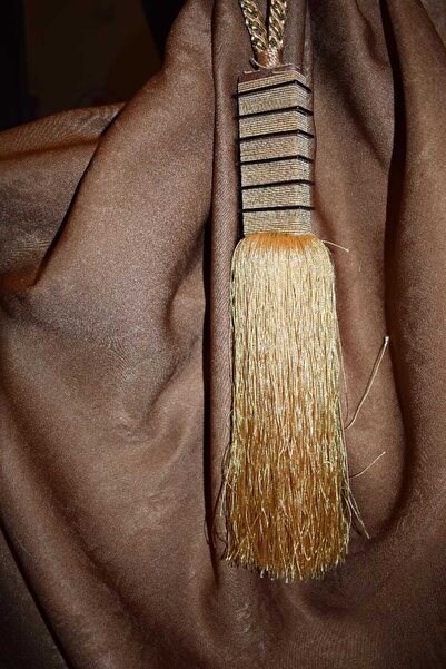 Mastel Set of 2 curtains, cognac color, plain velvet pattern