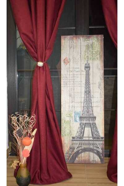 Mastel Set of 2 curtains, garnet color, plain velvet pattern