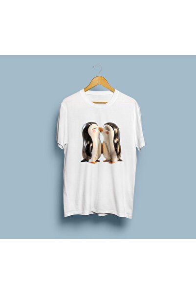 eioswear Μπλουζάκι Unisex oversized με σχέδιο πιγκουίνων που φιλούν