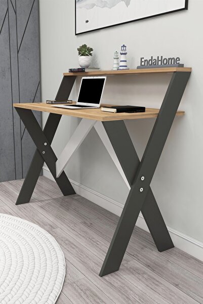 Enda Home Ders Çalışma Masası X Ayaklı Atlantik Çam - Antrasit