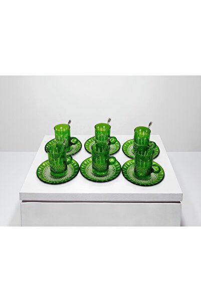 AKDEN STORE Cutting Decor Glass Tea Set Set Arabian Tea Set 12 Pieces for 6 People