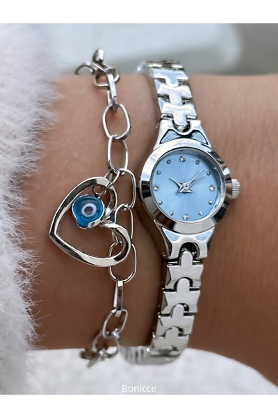 Bonicce Marka Retro Model, Minimal Dikdörtgen Kasa ,sarı Renk Kordon, Incili Kadın Kolsaati Bileklik