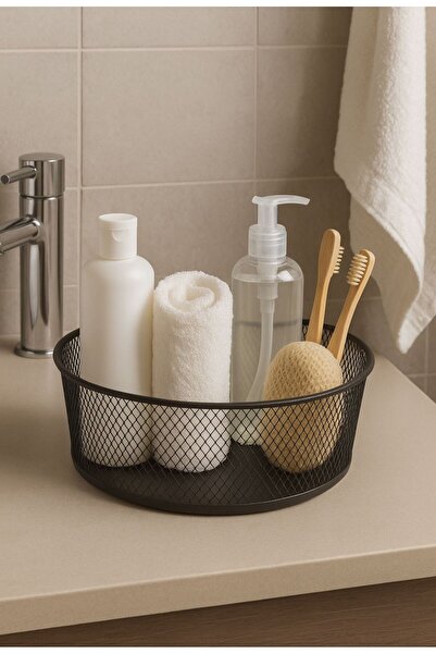 MG HOME 25 cm Black Metal Basket Mesh Modern Fruit Bowl Crisper Patates Onion Holder Fruit Bread Basket Organizer