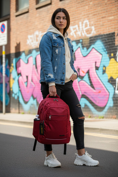 shopshop Rucsac unisex pentru școală sport din material textil impermeabil cu...