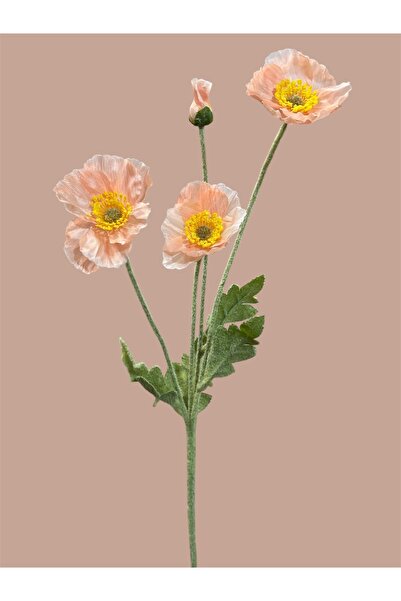 Lilac Home Yapay Çiçek 4’lü Gelincik Dalı 60 Cm Yavruağzı