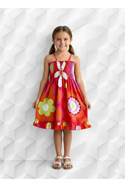 childs Лятна рокля с волани и флорален мотив за момичета