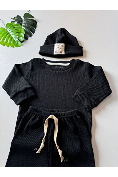 EFU BABY 3'lü Kaşkorse Bereli Pamuklu Unisex Bebek Çocuk Takım