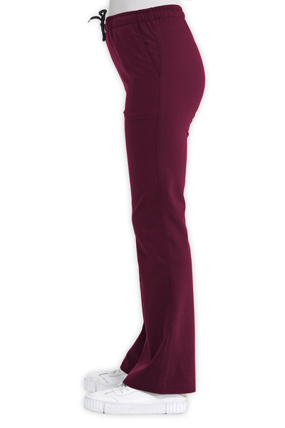LAME Uniform İspanyol Paça Bordo Likralı Hemşire ve Doktor Forması Scrubs Pantolon