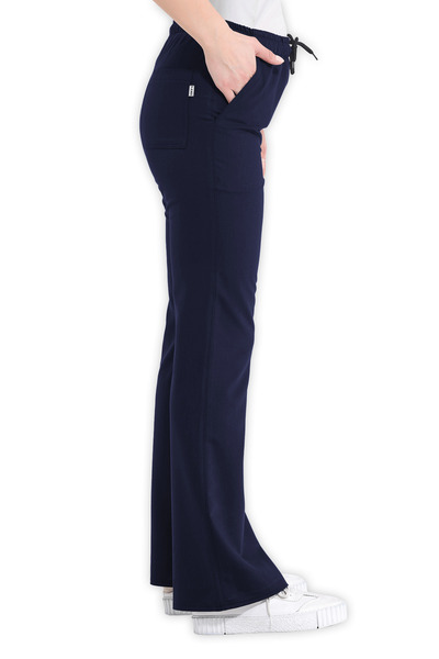 LAME Uniform İspanyol Paça Lacivert Likralı Hemşire ve Doktor Forması Scrubs Pantolon