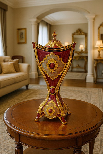 ALMASA مبخرة فاخر ه ذهبيه بلون الرخام البرغندي - 1 قطعه