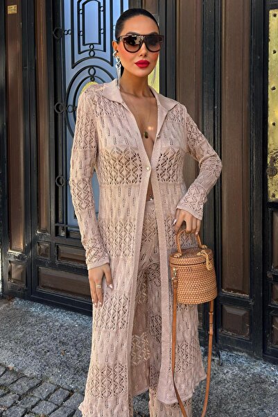 Lijuri Bridget Openwork Long Cardigan Suit 9881