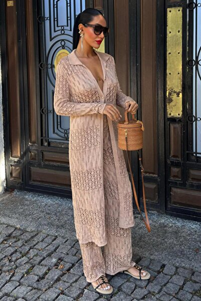 Lijuri Bridget Openwork Long Cardigan Suit 9881