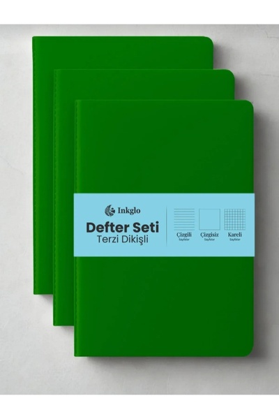 Copyder Plika Flexible Cover 80 Gr. Ivory Inner Paper - 3 Pieces of 40 Sheets 80 Pages with Sports Stitching