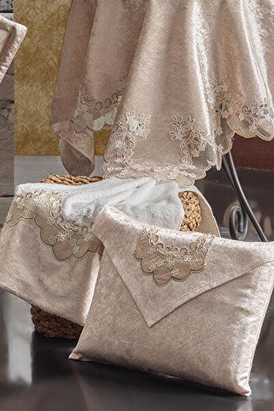 NAKIŞHAN Sapphire Prayer Rug Set-Cappuccino 4 Pieces