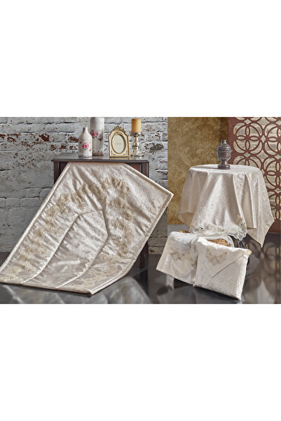 NAKIŞHAN Sapphire Prayer Rug Set-Cream 4 Pieces