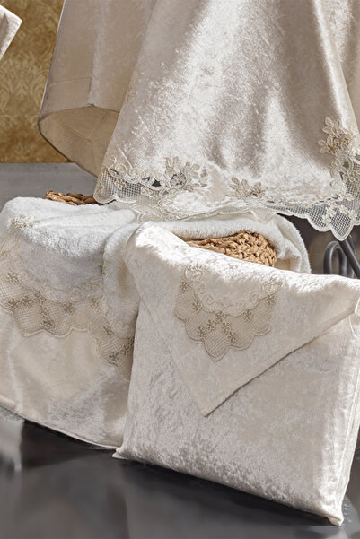 NAKIŞHAN Sapphire Prayer Rug Set-Cream 4 Pieces