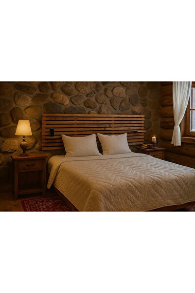 pinoxi 200cm Çift Kişilik 2 Adet Raflı Masif Ahşap Yatak Başlığı Ceviz Renk 200cm X 60cm Masif Ceviz Renk