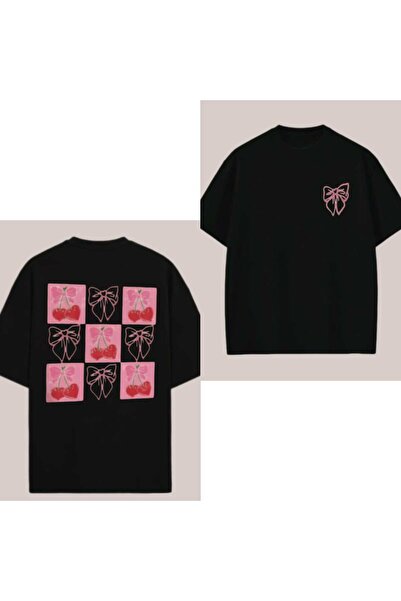 Elvino Tricou de vară pentru femei oversize cu imprimeu cireș