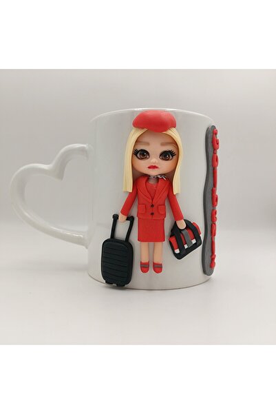 kuphane 3d Kabartma Hostes Hediyesi Kupa Bardak Sivil Havacılık El Yapımı Kupa 3d Polimer Mug