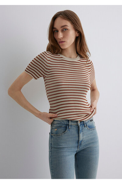 Mavi Brown Striped Knitwear Sweater Fitted / Fitted Cut 1710669-89838