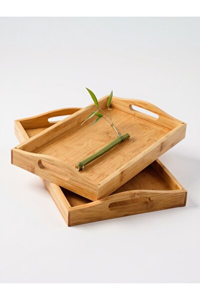 KRY 2-Piece Bamboo Tray Presentation Tea and Breakfast Tray