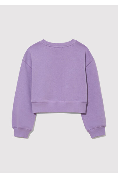 Mavi Logo Baskılı Crop Mor Sweatshirt 7S10097-86954