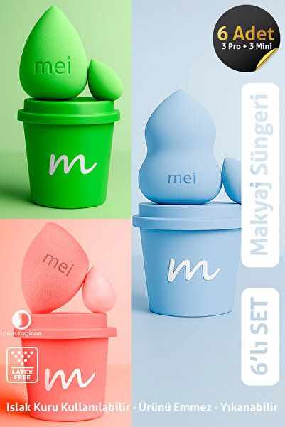 mei Makyaj Süngeri 3lü Set 3 Pro 3 Mini Coffee Cup Hijyenik Light
