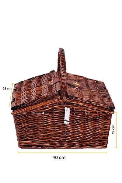 Perotti Cestino Italy 4 Kişilik Koyu Kahve Hasır, Aksesuar Sepeti Ile Taşınabilir Piknik Sepeti