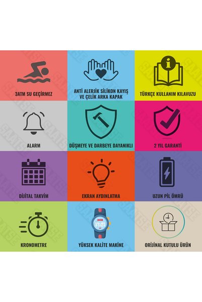 Saatse Waterproof Digital Sports Men's Youth/Children's Wristwatch Stopwatch Alarm 3Atm Chr904