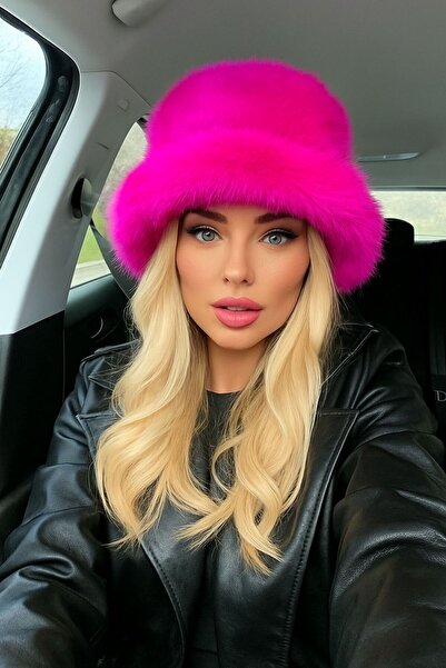 Axesoire 14500 Mango Kumaş Fuşya Peluş Kalpak Şapka