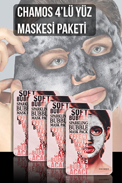 Chamos 4'lü Avantaj Köpüren Kabarcıklı Yüz Temizleme Maske Seti