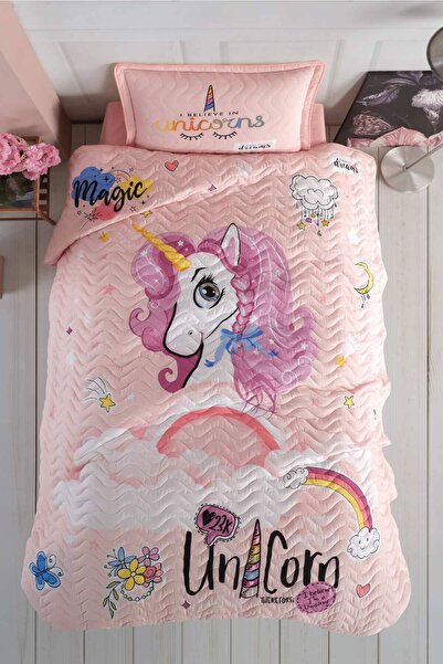 Clasy Ranforce Cotton Single Bedspread Set Pink Dreams