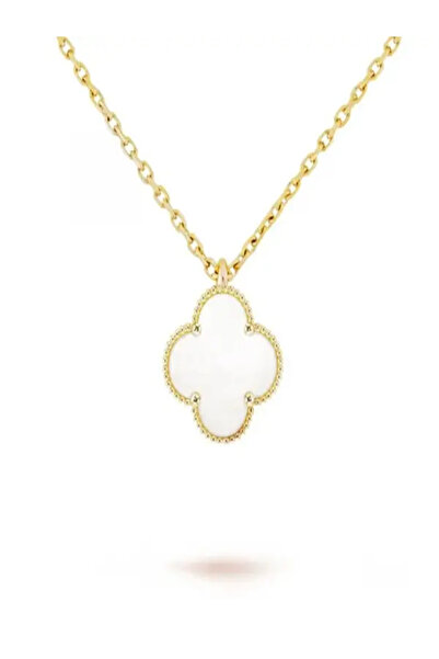 kozenbijoux Beyaz Yonca Kolye