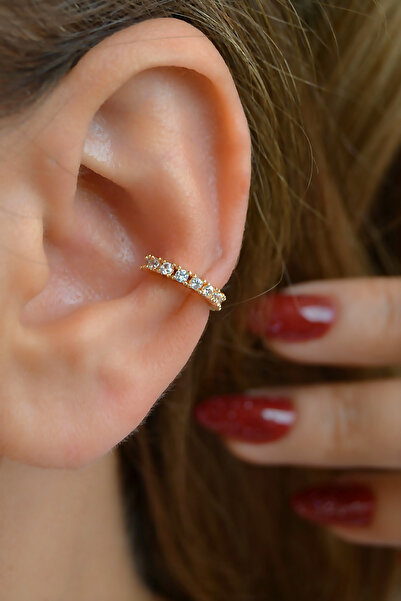 Sacce Scarves&Accessories Sıkıştırmalı Kıkırdak Küpesi Taşlı Model Earcuff