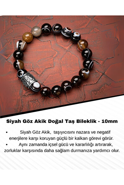 Saff Doğal Taş سوار من الحجر الطبيعي العقيق باللون الأسود - 10 ملم
